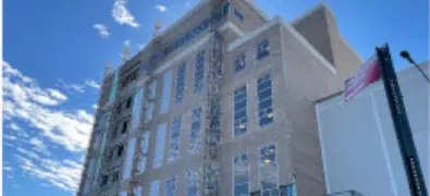 A school building in New York City where radiant snow melt heating is being installed in the sidewalk